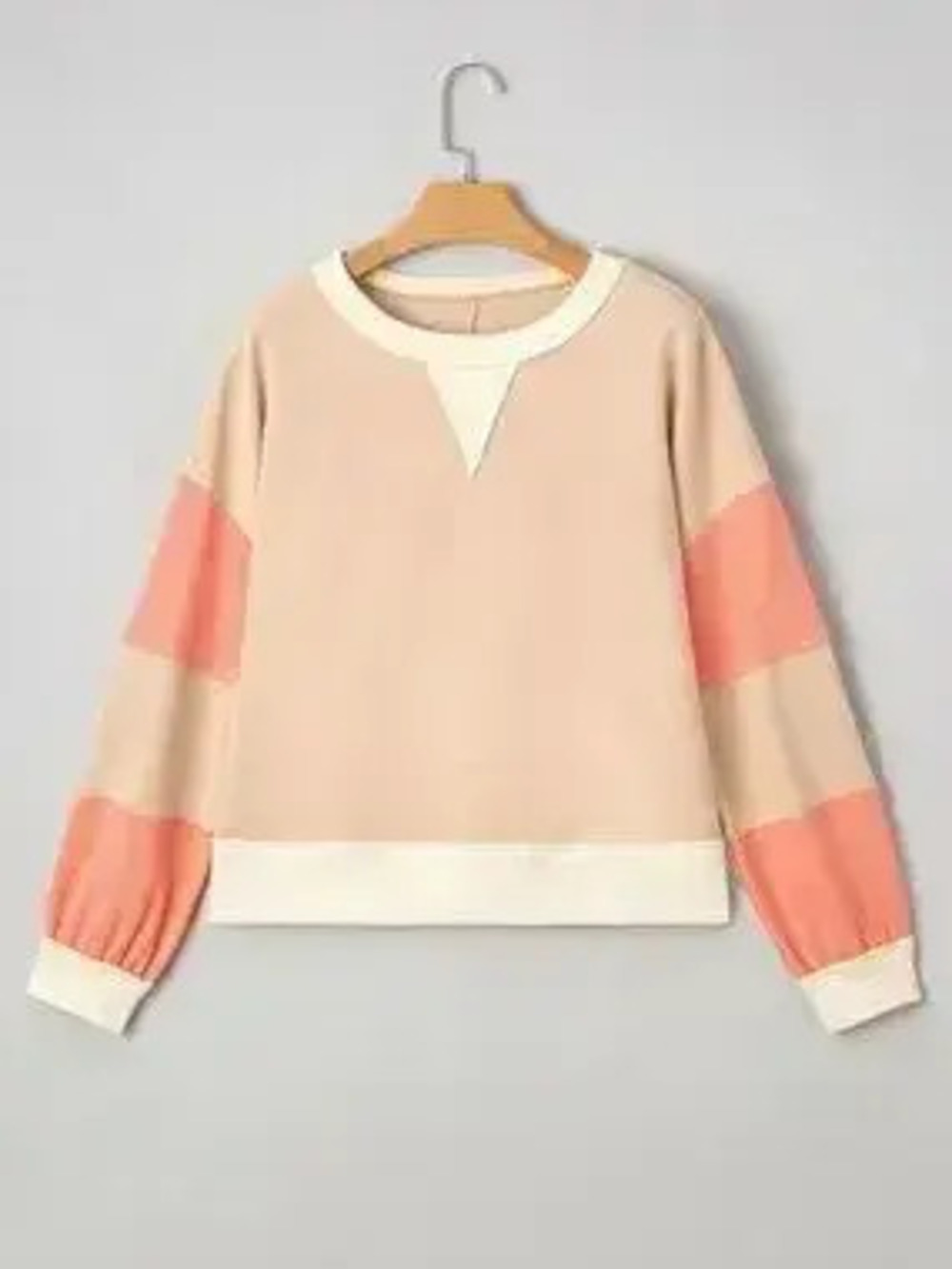Color Block Textured Patchwork Pullover Sweatshirt - Picture 4 of 10